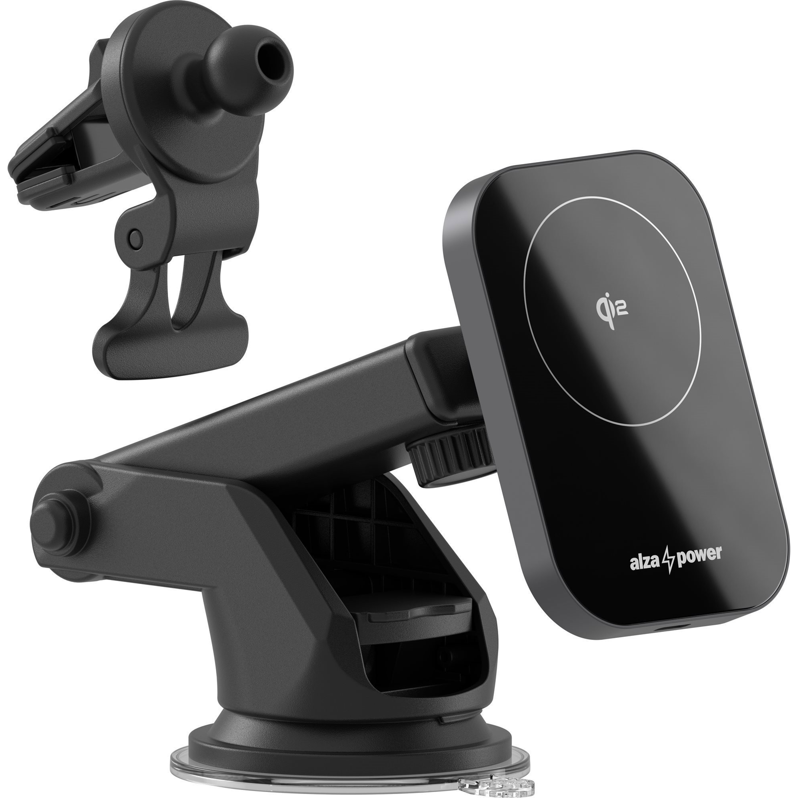 AlzaPower WQC200 Wireless Qi2 Car Charger 15 W, MagSafe, fekete (APW-CCWQC200B)