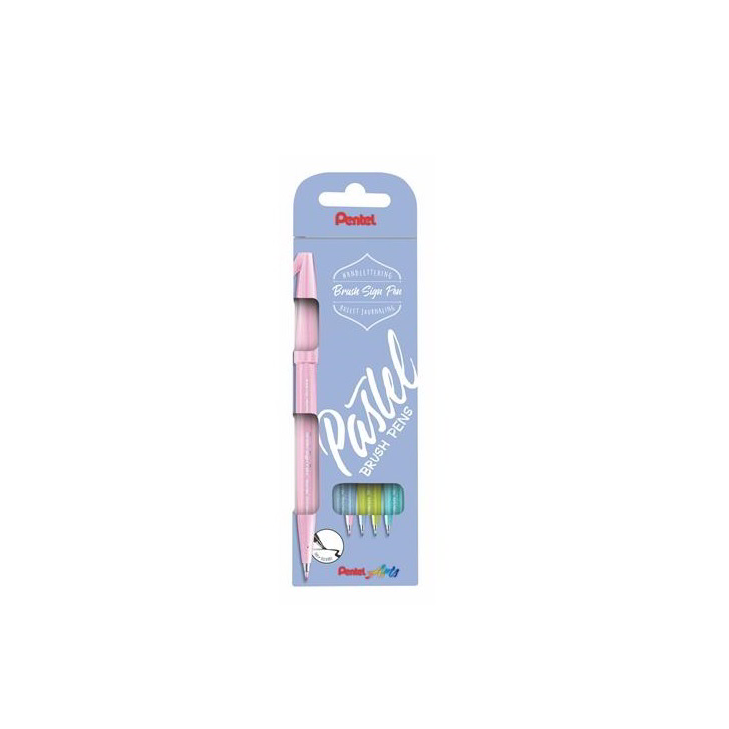 Pentel Brush Sign Kalligrafikus ecsetirón készlet - Vegyes pasztell színek (4 db / csomag) (SES15P-4)