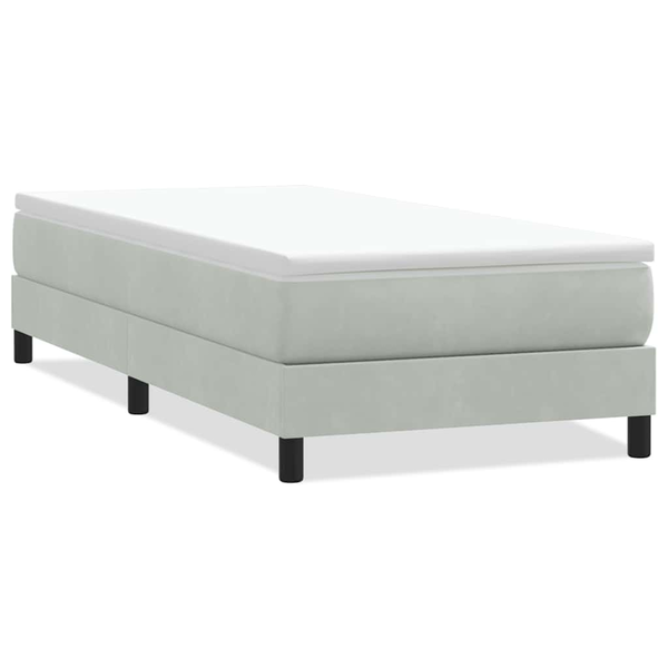 világosszürke bársony rugós ágy matrac nélkül 80x210 cm