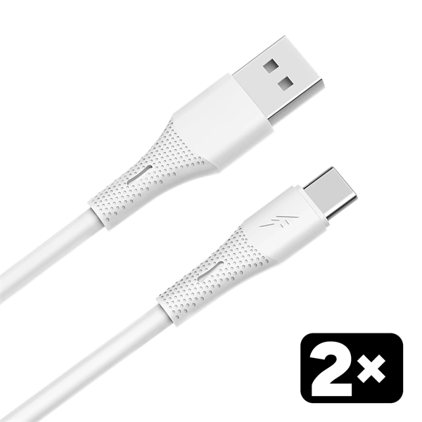 AVAX CB4301 2x 18W USB-A  USB-C gyorstöltő szilikon kábel csomag, 1.5 m, fehér (AVAX_CB4301)