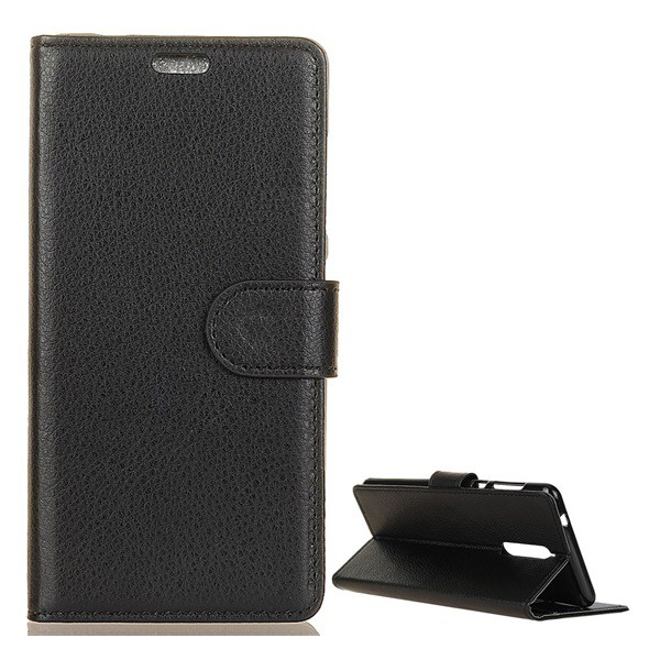 Tok álló, bőr hatású (FLIP, oldalra nyíló, asztali tartó funkció, prémium) FEKETE [Nokia 5.1] (5996457793488)
