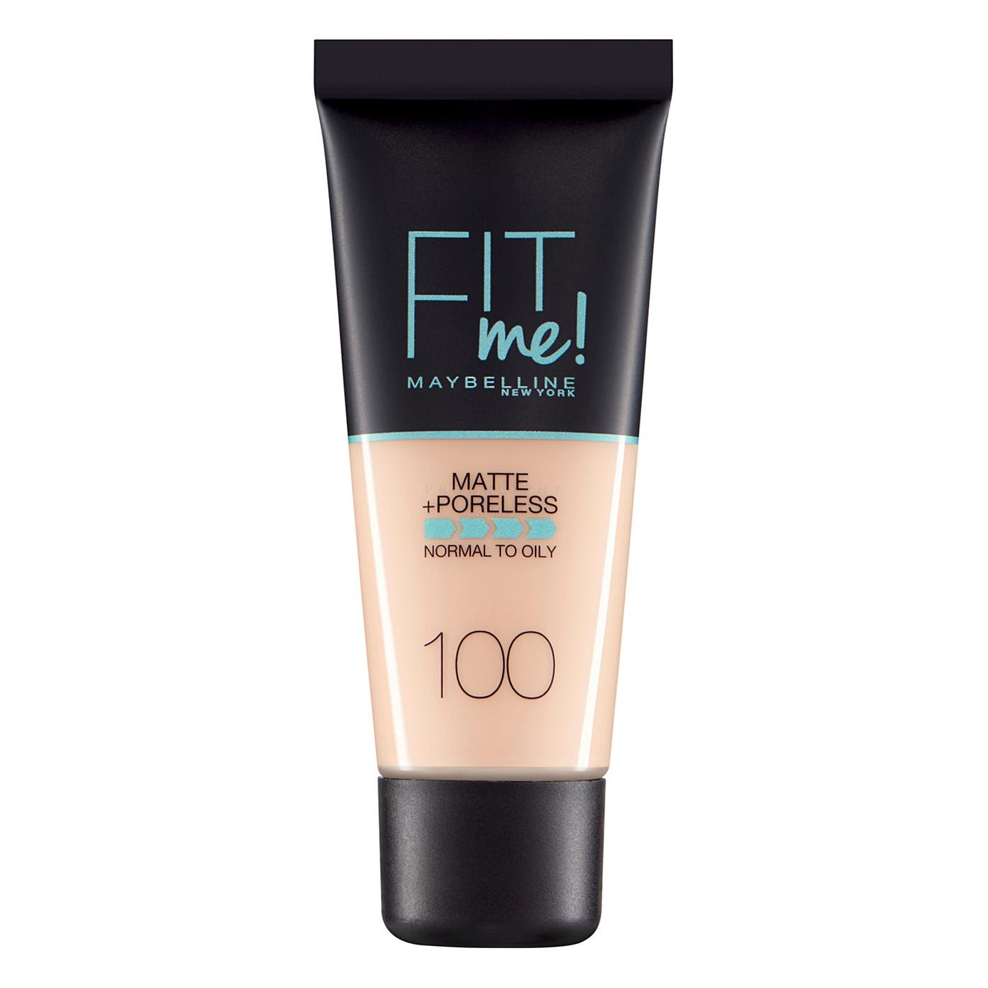 MAYBELLINE NEW YORK Fit Me! Matte & Poreless Foundation 100 Warm Ivory 30 ml (3600531369330)