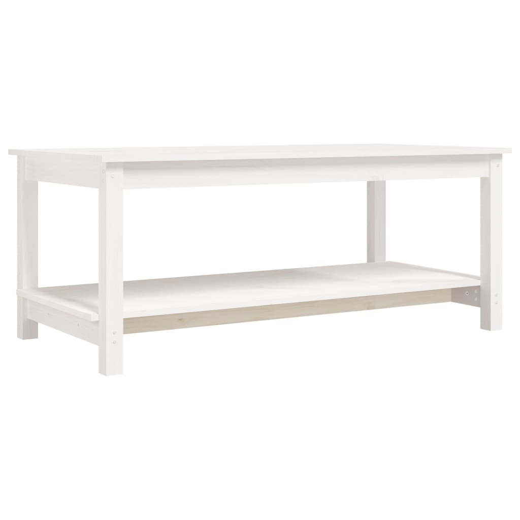 fehér tömör fenyőfa dohányzóasztal 110 x 55 x 45 cm (822273)