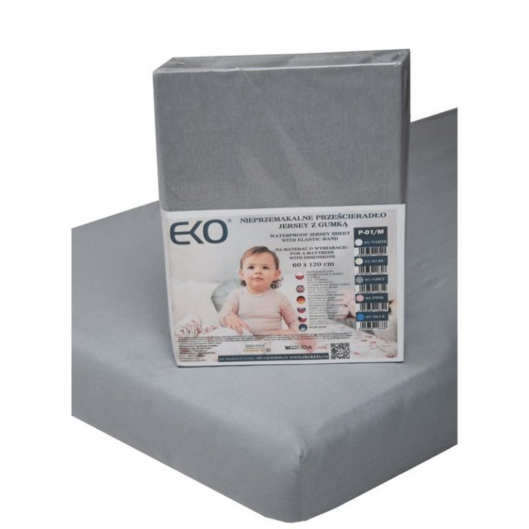 EKO Jersey gumis lepedő, vízhatlan, szürke 120x60 cm