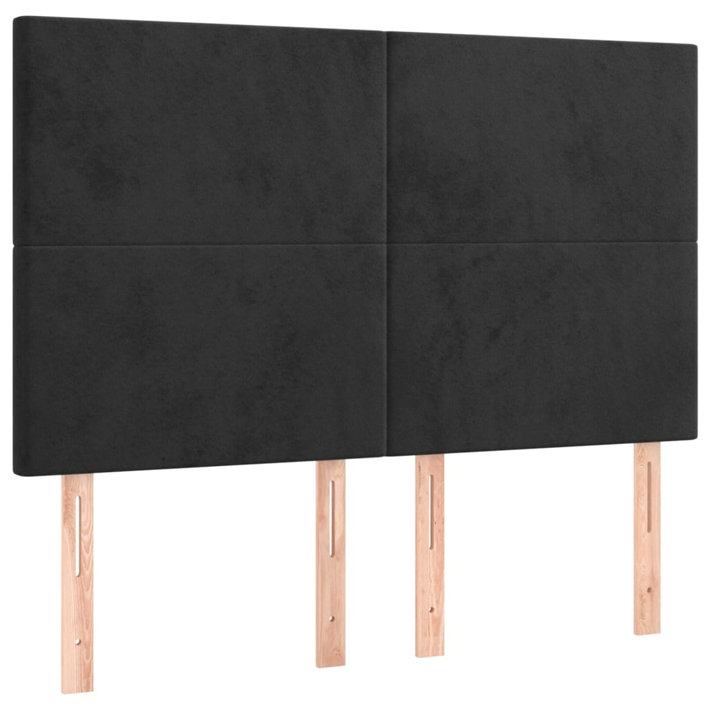4 db fekete bársony fejtámla 72 x 5 x 78/88 cm (3116102)