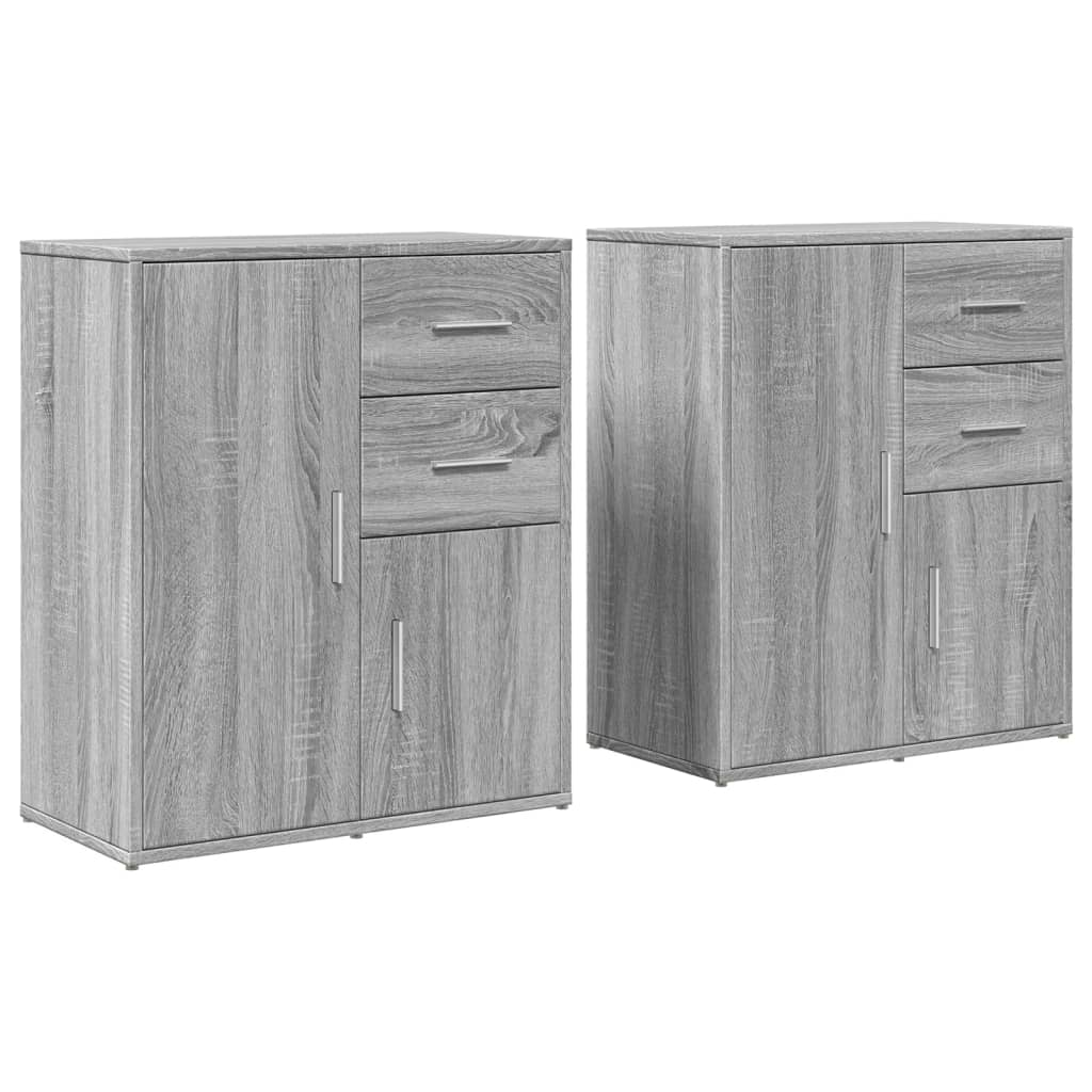 2 db szürke sonoma színű szerelt fa tálalószekrény 60x31x70 cm (3276565)
