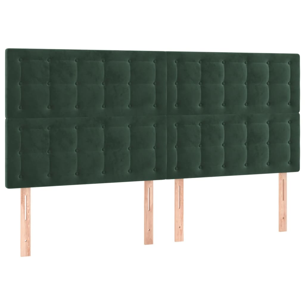 4 db sötétzöld bársony fejtámla 100x5x78/88 cm (3116835)
