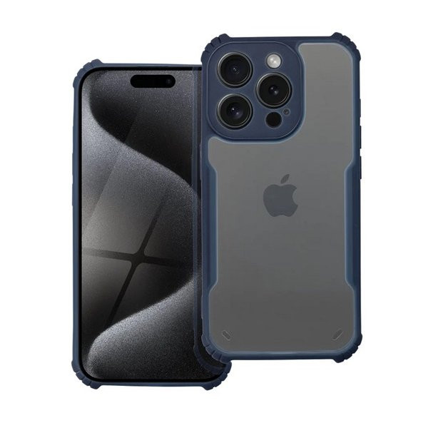 Apple iPhone 13 Pro Max, Szilikon tok, közepesen ütésálló, légpárnás sarok, akril hátlap, Anti-Drop Case, átlátszó/sötétkék (5903396270116)