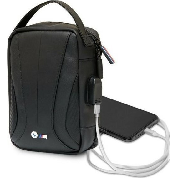 Geanta cu incarcator pentru telefon, BMW, Negru