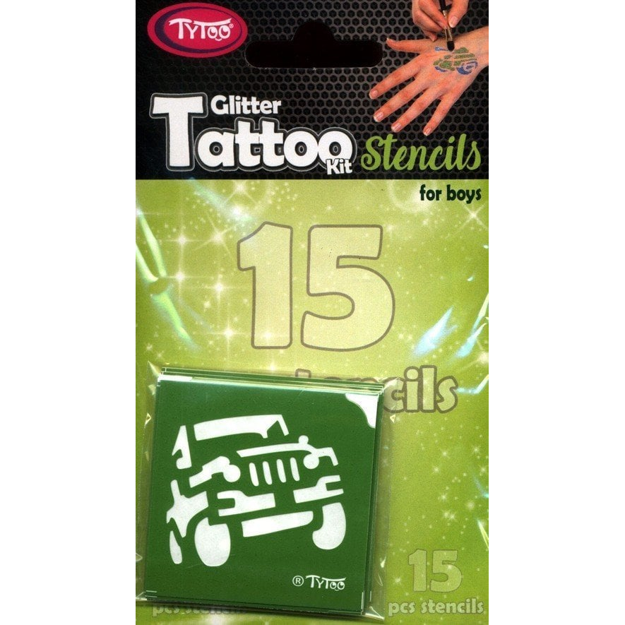 TyToo: Járművek fiús csillámtetoválás sablon szett 15db-os (013-01553)