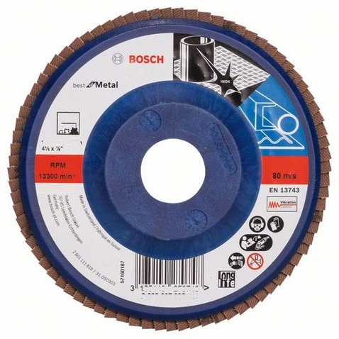 Bosch PRO X571 legyezőtárcsa, 115 mm, G80, inoxhoz, fémhez