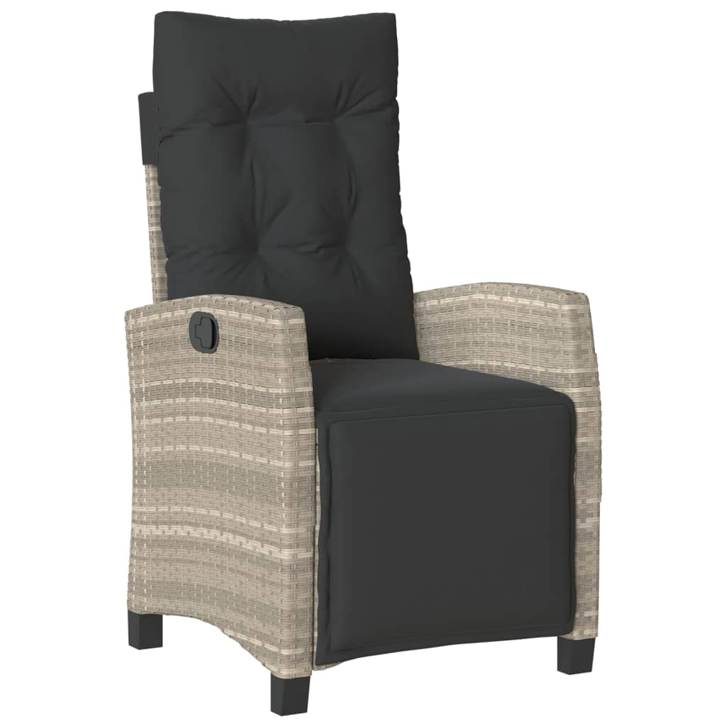 világosszürke polyrattan dönthető kerti szék lábtartóval (365238)