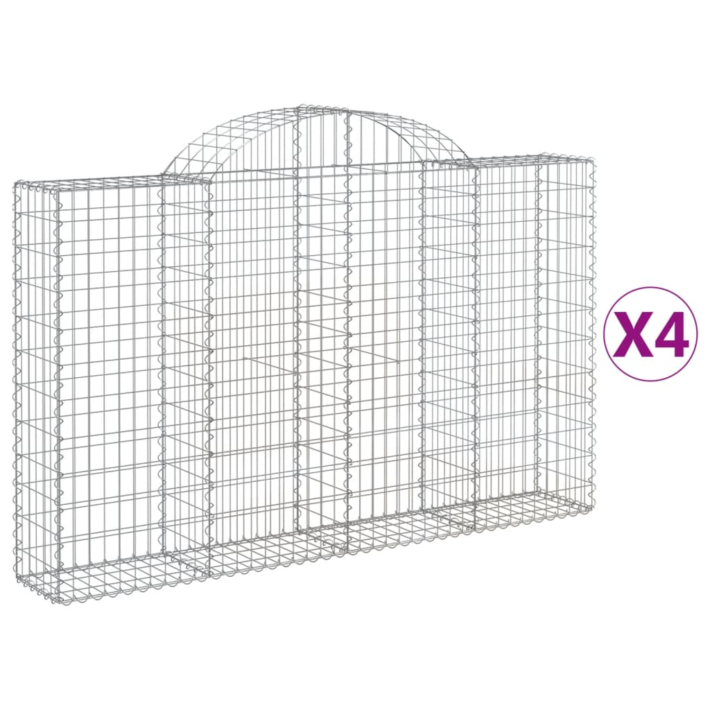 4 db íves horganyzott vas gabion kosár 200x30x120/140 cm (3146133)