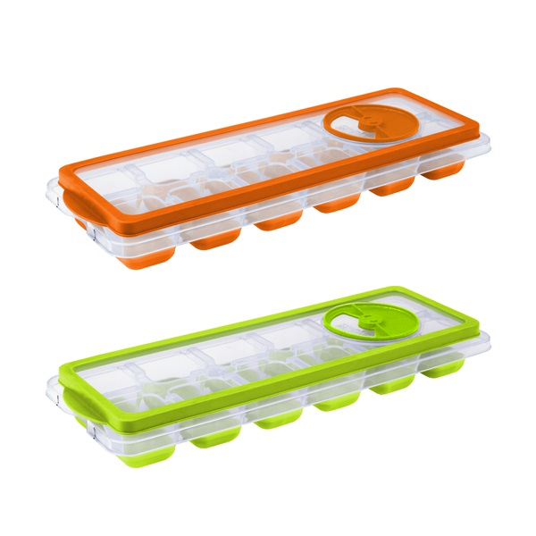 IRIS jégkészítő tálca tetővel, szilikon kinyomóval, narancs, rózsaszín vagy zöld színben 161019-560 (161019-560)