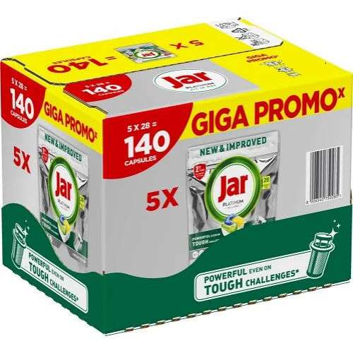 Буркан Platinum Lemon Всичко в едно Капсули за съдомиялна машина, 140 бр