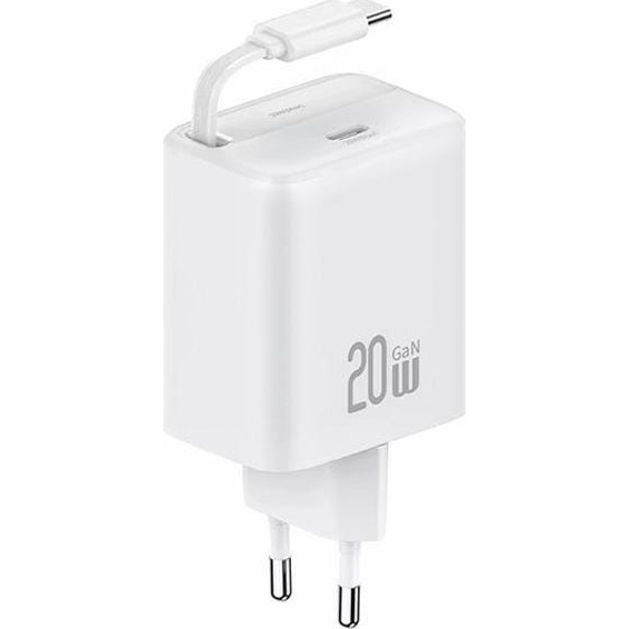 HÁLÓZATI TÖLTŐ TYPE-C ALJZAT 20W, PD GYORSTÖLTŐ, GAN + FIX, CSÉVÉLHETŐ TYPE-C KÁBEL ( )