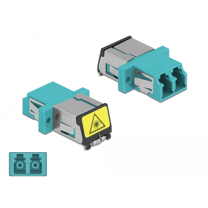 Delock LC optikai szálas csatlakozó Párosító lézervédő zárral / borítással Duplex anya - LC Duplex a (86900) (86900)