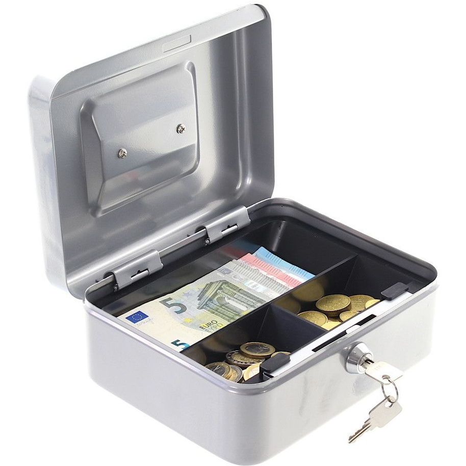Rottner HomeStar Cash2 3 Osztásos Pénzkazetta 9 x 20 x 16,5 cm - Ezüst (T06108)