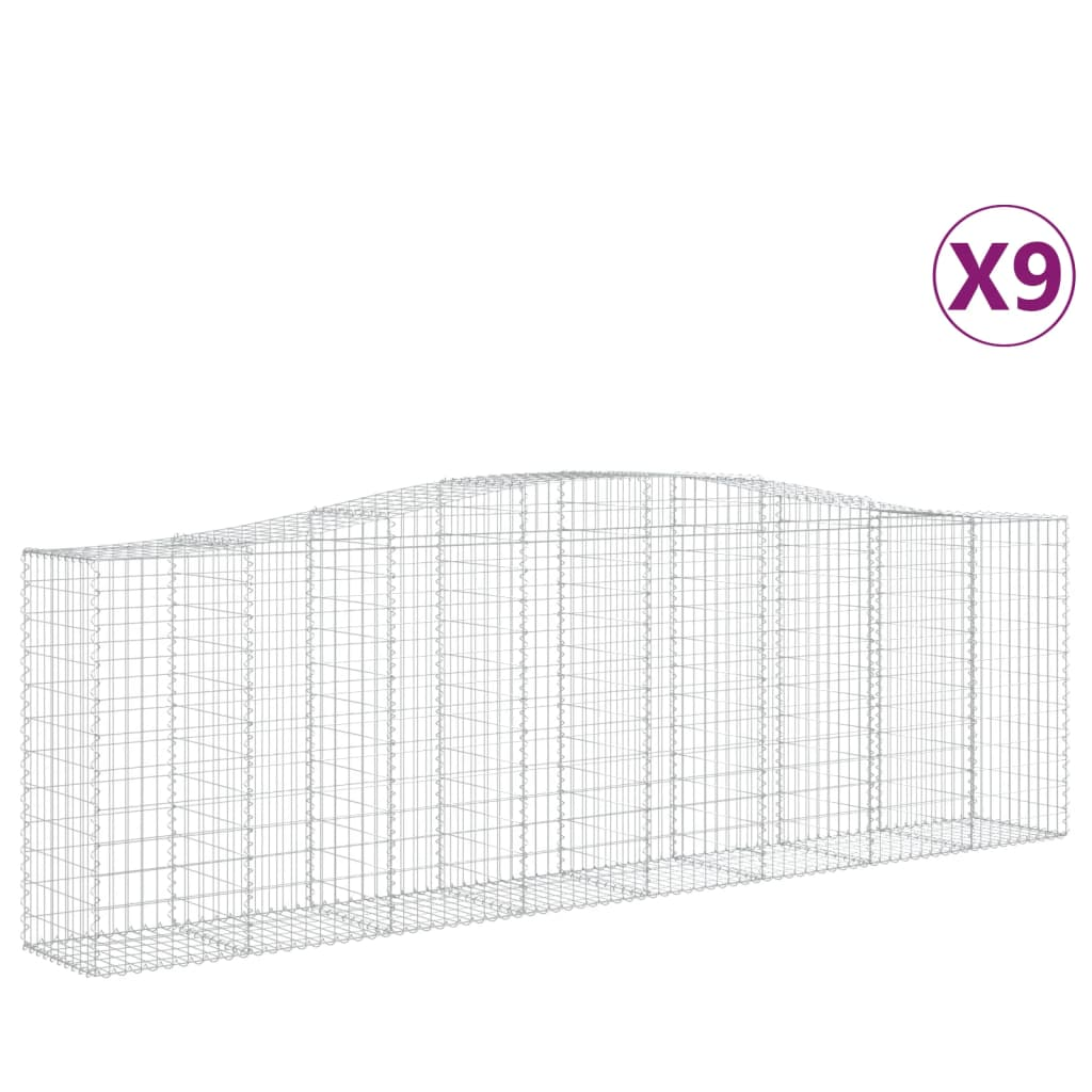 9 db íves horganyzott vas gabion kosár 400x50x120/140 cm (3145976)