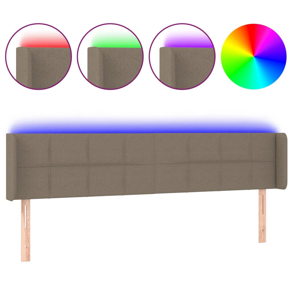 tópszínű szövet LED-es fejtámla 163 x 16 x 78/88 cm (3123246)