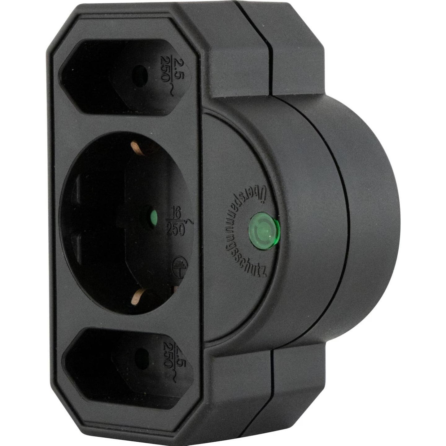 REV 0020070512 Túlfeszültség védő elosztó 3 aljzatos - Fekete (0020070512)