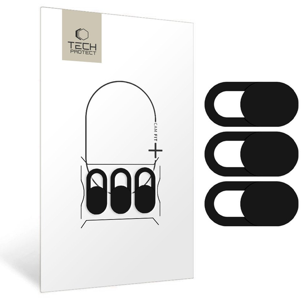 Tech-Protect Cam Fit+ 3-pack capac pentru cameră web, negru