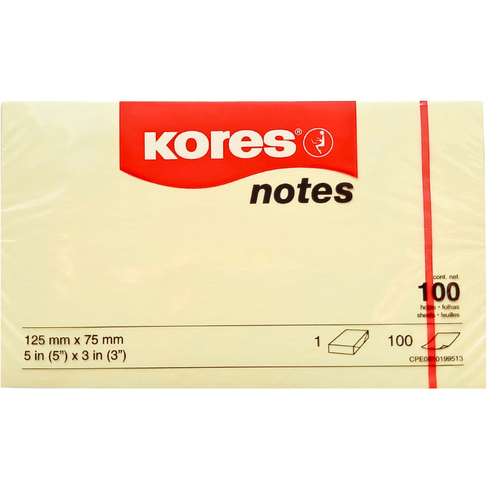 KORES 125 x 75 mm, 100 lap, sárga (1318/8781250)