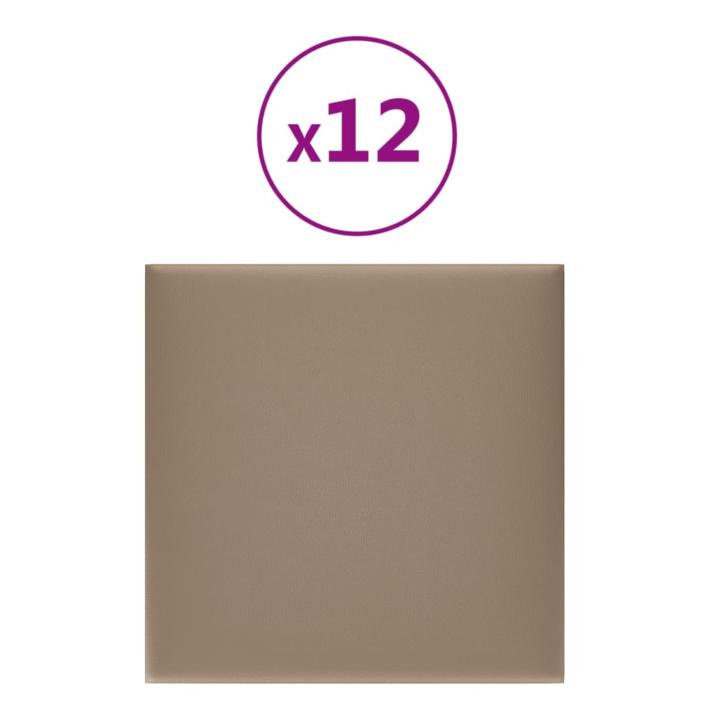12 db cappuccino színű műbőr fali panel 30 x 30 cm 1,08 m² (343803)