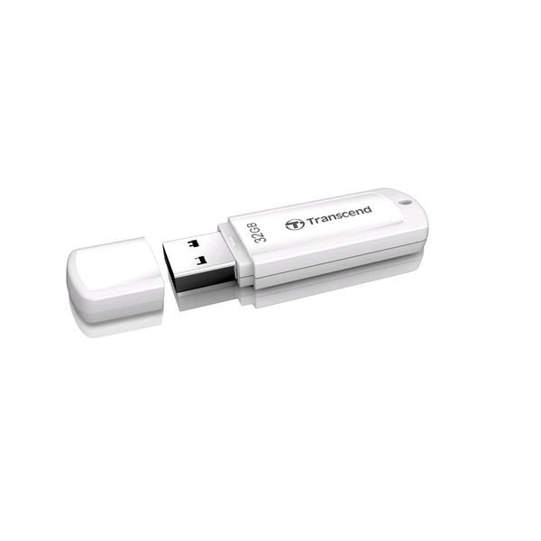 USB Flash памет Transcend JetFlash®370, 32 GB, USB 2.0, Бяла (R/W 16/6 MB/s)
