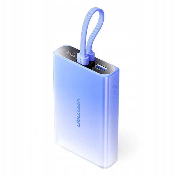 Vention 10000 mAh Power Bank USB-C/Lightning/USB-A 22.5W LED kijelzővel kék