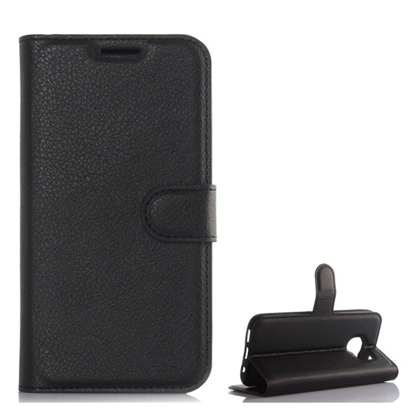 Tok álló, bőr hatású (FLIP, oldalra nyíló, asztali tartó funkció, prémium) FEKETE [Samsung Galaxy S7 (SM-G930)] (5996457623396)