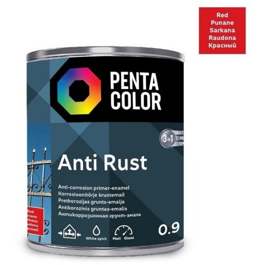  Pentacolor ANTICOR PAINT ANTI-RUST RED 0.9L