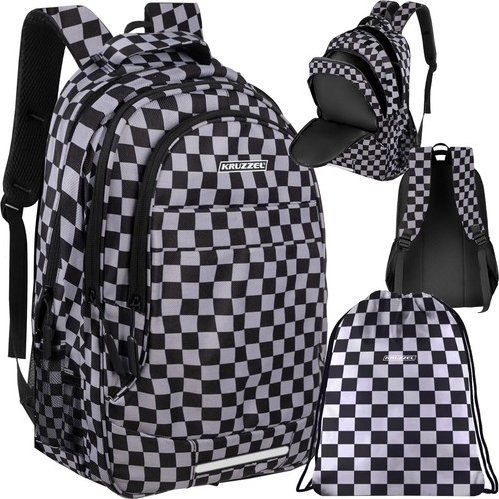 Kruzzel 24531 Iskolai hátizsák, 30 l, kockás, 2in1 (5900779953000)
