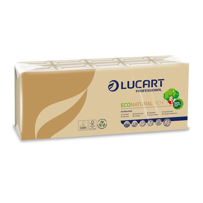 Lucart Eco Natural papír zsebkendő, 4 rétegű 10x9db barna (843166) (L843166)