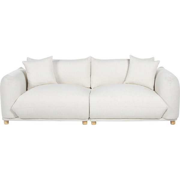 Sofá Moderno De 3 Plazas En Tela Con Cojines Sala De Estar Tapicería Blanco Crema Luvos - Blanco