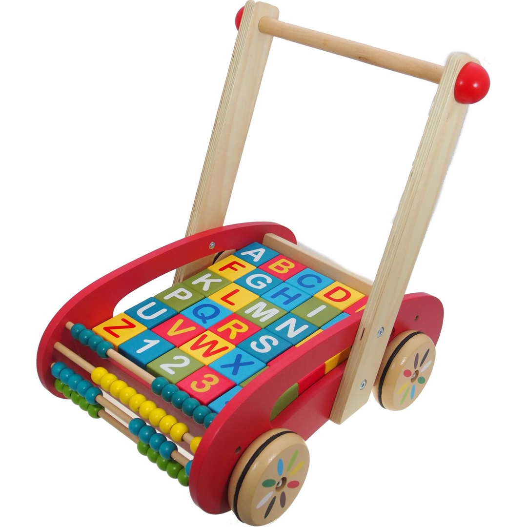 IBox W16E046 Fa toló játék építőkockákkal abakusszal (W16E046)