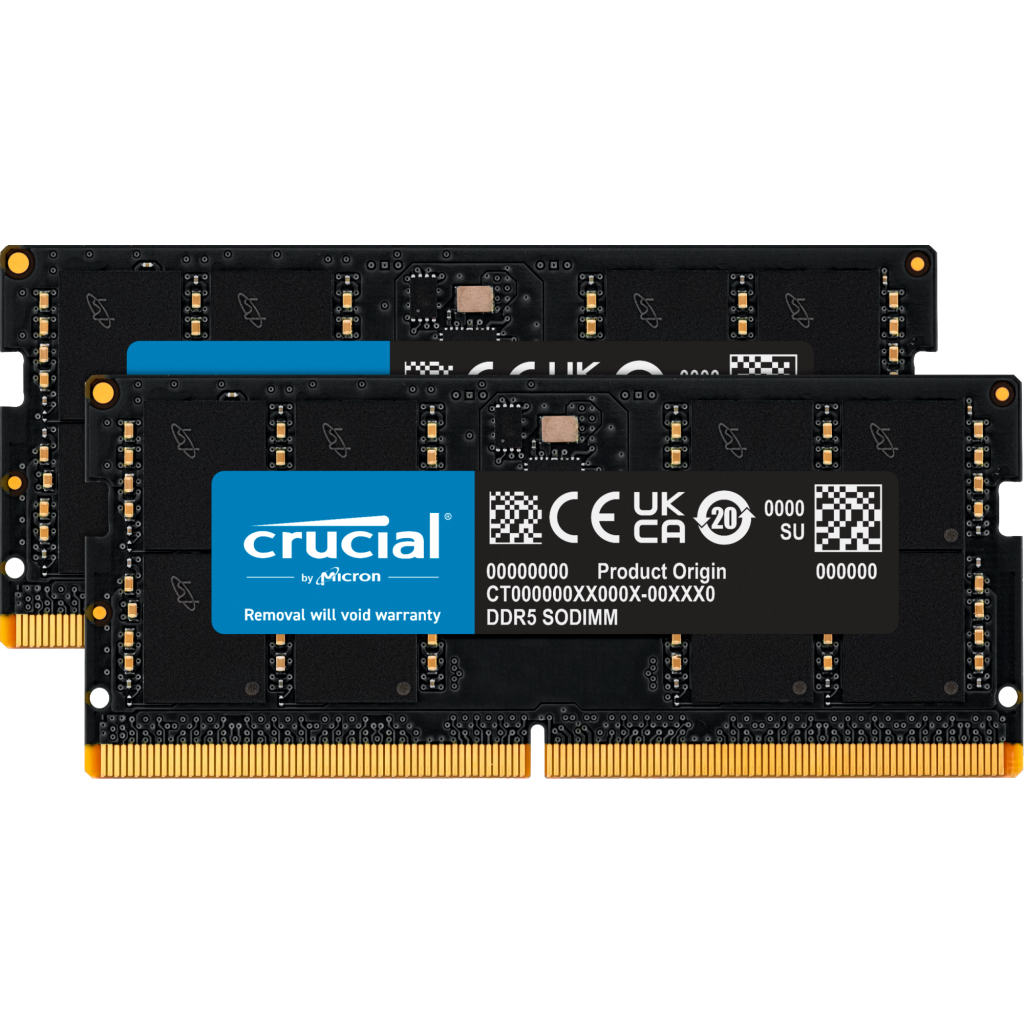 Crucial 128GB DDR5 5600 MHz SODIMM CL46 Notebook RAM KIT (2x64GB) (CT2K64G56C46S5)