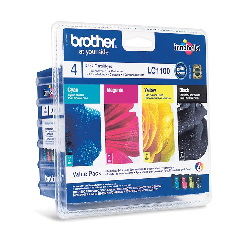 Brother LC1100 Multipack (Black, Cyan, Magenta, Yellow) (LC1100VALBP)
