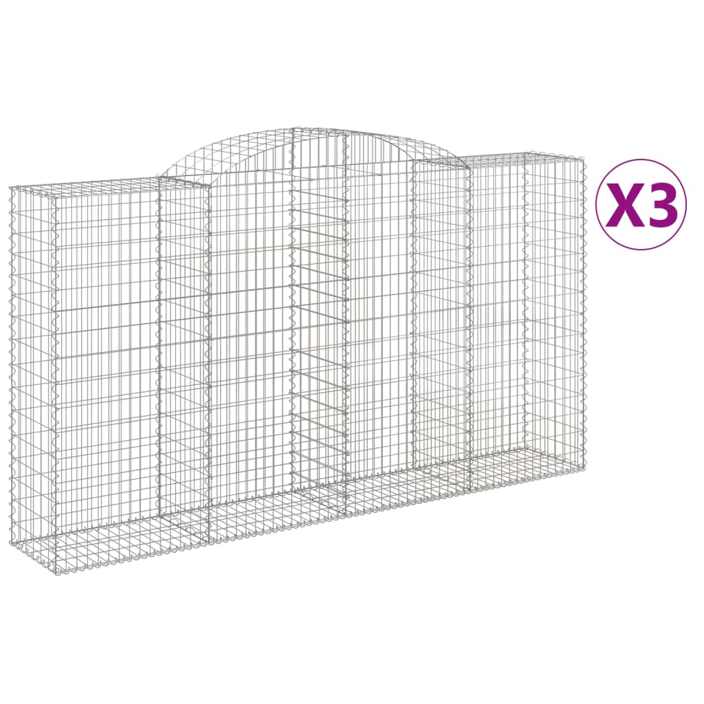 3 db íves horganyzott vas gabion kosár 300x50x160/180 cm (3146756)