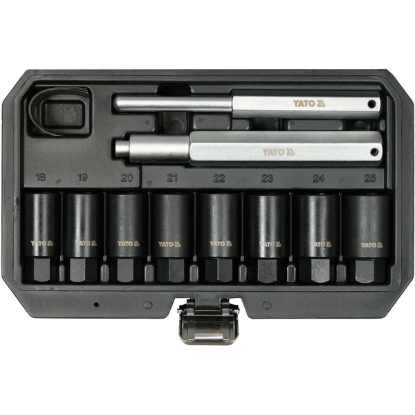 Yato Gépi Dugókulcs Készlet 10 Részes 18-25 mm Biztonsági Kerékcsavarokhoz