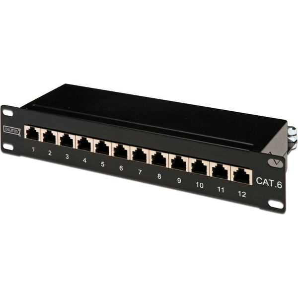 Panou de conexiuni ecranat , Digitus , cat 6 Clasa E , 12 porturi