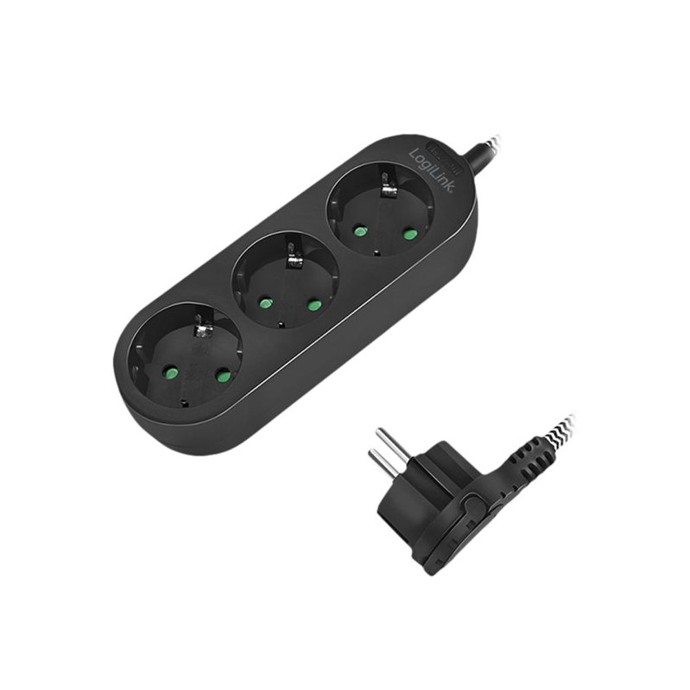 LogiLink hosszabbító 3x CEE 7/3 csatlakozó, 1,5m kábel fekete (LPS261) (LPS261)