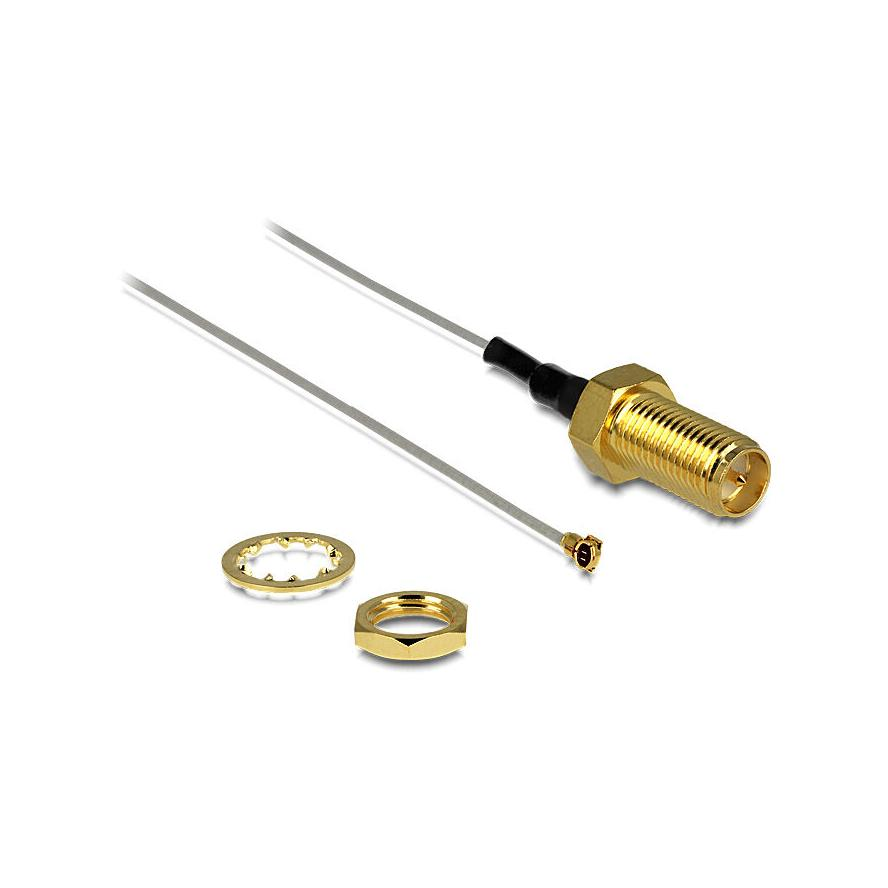 Delock antenna kábel RP-SMA jack bulkhead > MHF IV/HSC MXHP32 kompatibilis csatlakozó, 200 mm 0.81 (3 év) (88815)