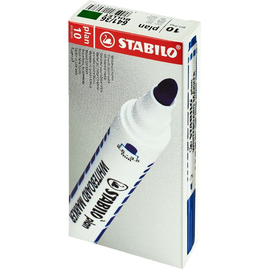 Stabilo Plan 2.5-3.5mm Táblafilc készlet - Zöld (10 db / csomag) (641/36B10)