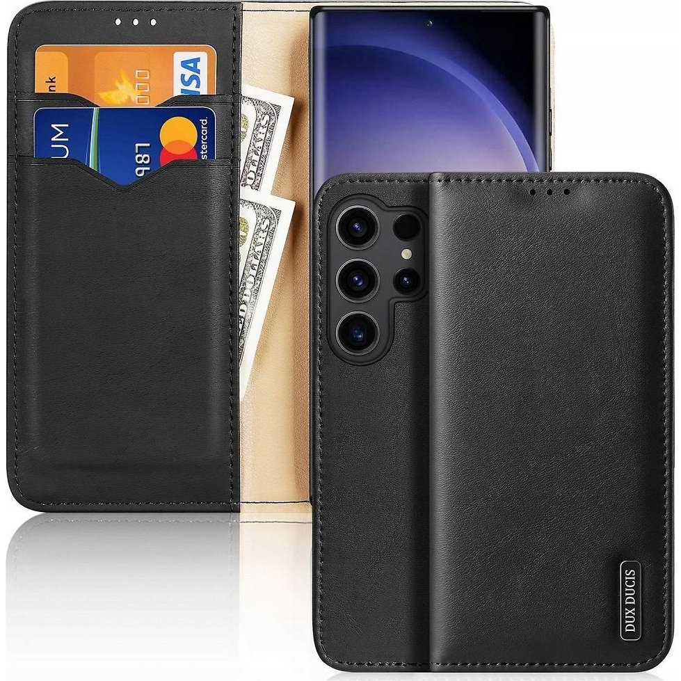 Dux ducis GP-151233 Tok - Samsung Galaxy S24 Ultra (SM-S928), Valódi bőr, Asztali Tartós, Fekete (6934913021842)