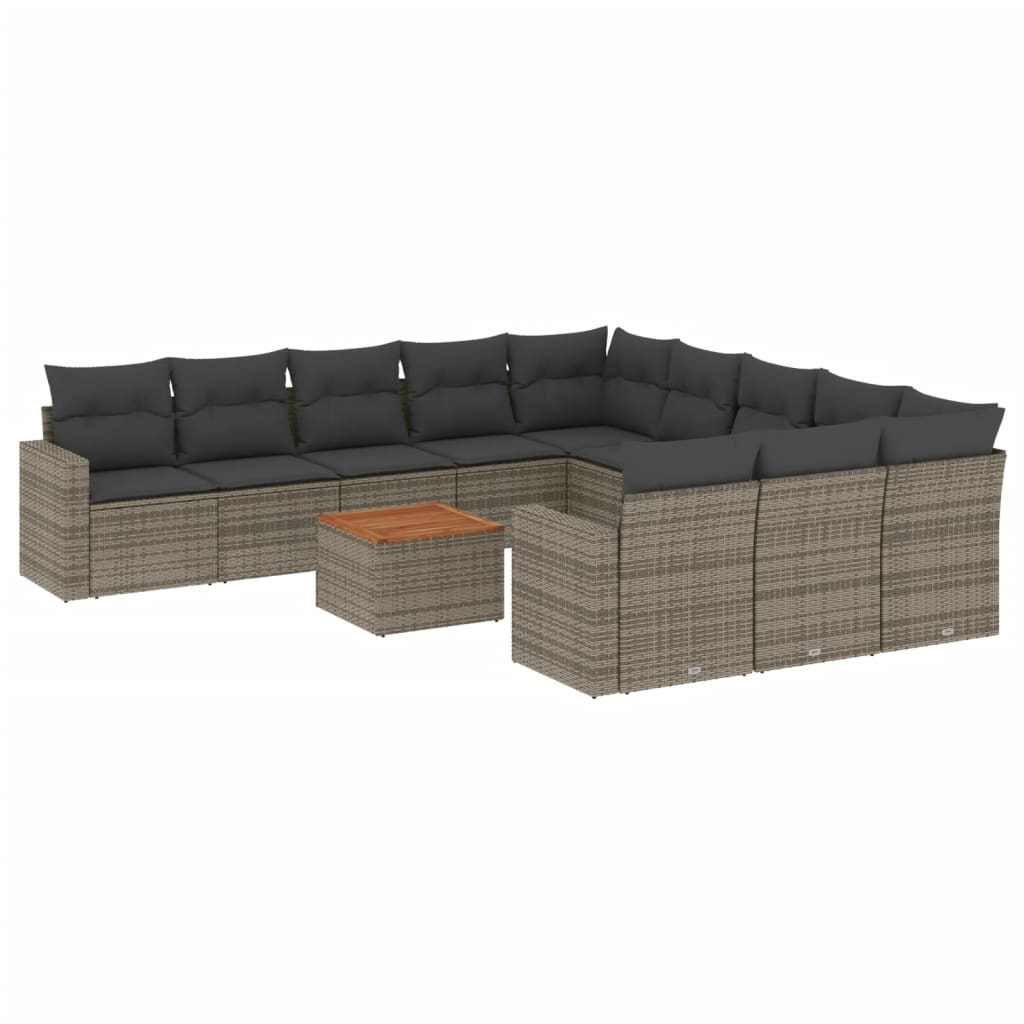 12 részes szürke polyrattan kerti ülőgarnitúra párnákkal (3256683)