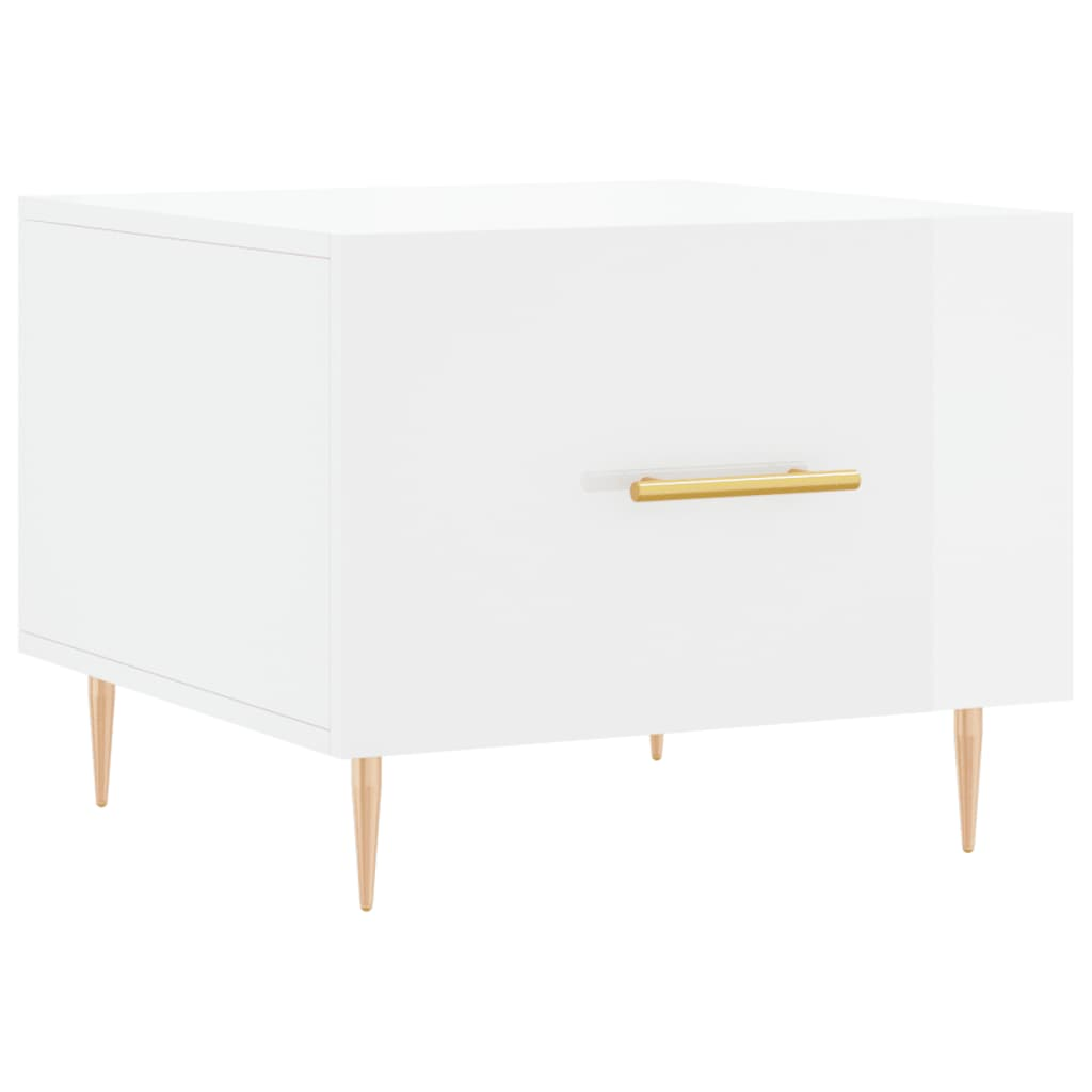 magasfényű fehér szerelt fa dohányzóasztal 50 x 50 x 40 cm (829368)