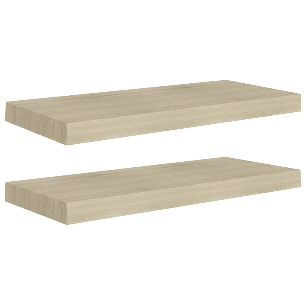 2 db tölgyszínű MDF fali polc 60 x 23,5 x 3,8 cm (323875)