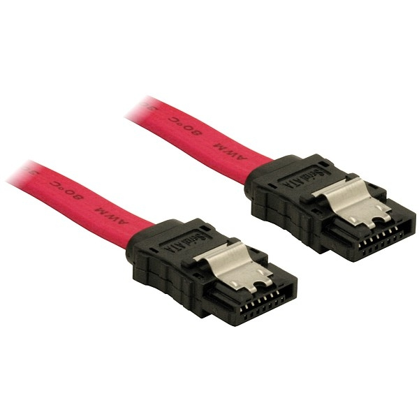 DELOCK SATA-Kabel SATA -> SATA St/St 0.70m rot Clips