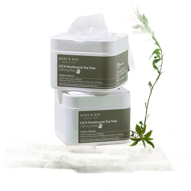 MARY & MAY Cica Houttuynia Cordata Tea Tree Calming Mask Pack, 30 db (8809670681395)